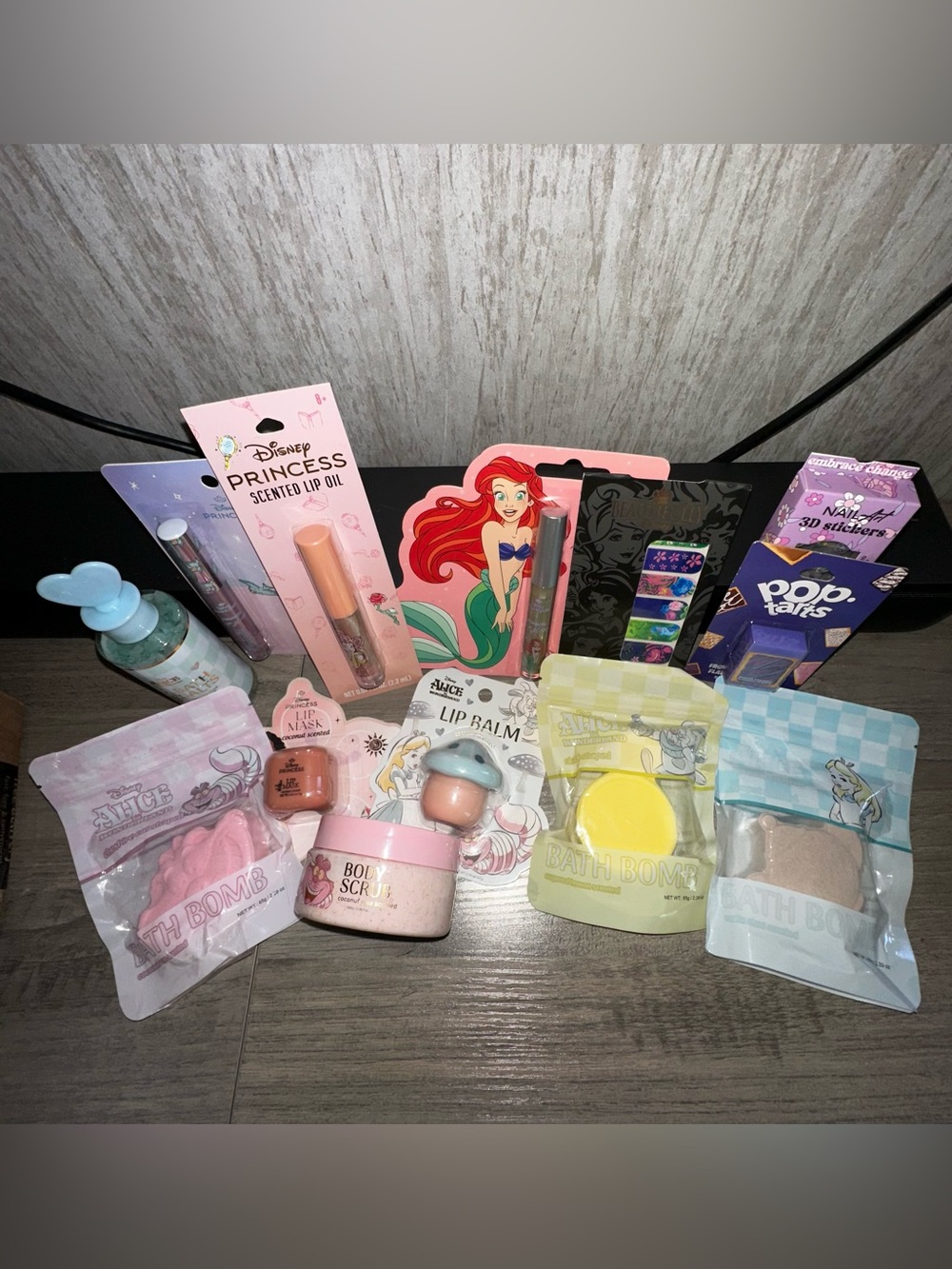 Disney Princess Beauty Bundle—Lip Gloss, Lip Balm, Lip Oil, Bath Bomb, Stickers